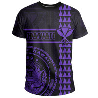 Hawaii Coat of Arms Kanaka Polynesian T Shirt Purple - Polynesian Pride