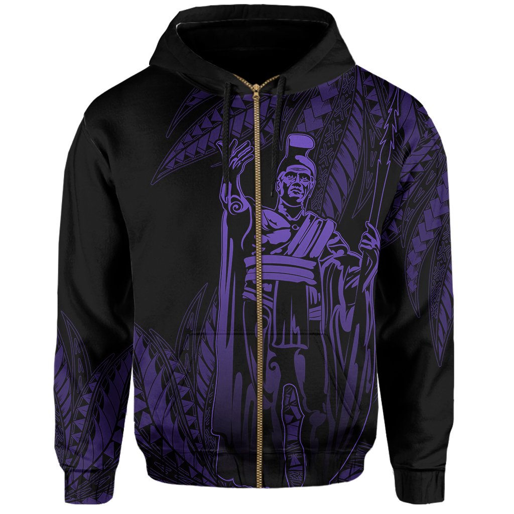 Hawaii King Polynesian Hoodie (Zip up) Durk Style Purple - Polynesian Pride