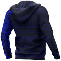 Hoodie Polynesian Tribal Lizard Tattoo Style Blue - Polynesian Pride