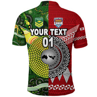 Custom Tonga Australia Rugby Polo Shirt Mate Maa Ngatu and Aboriginal Kangaroos Together LT8 - Polynesian Pride