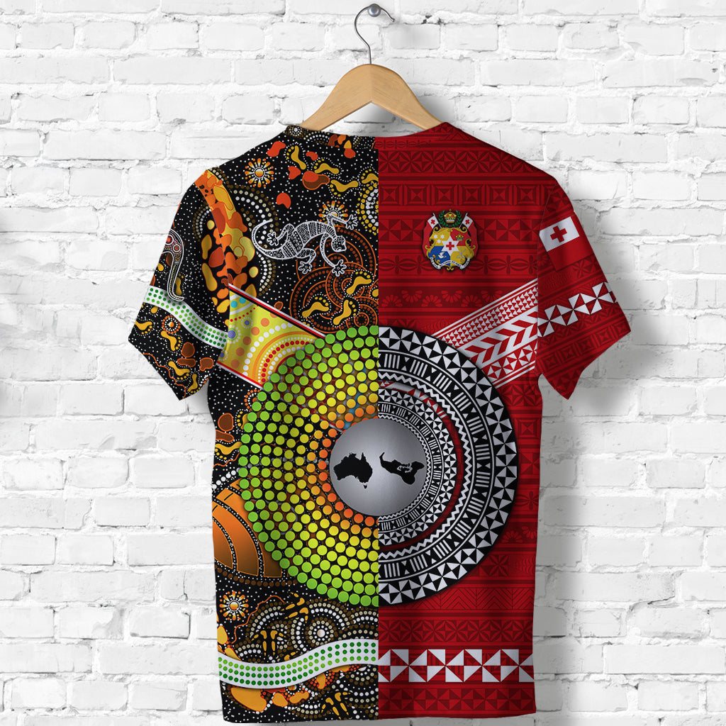 Tonga Ngatu and Australia Aboriginal T Shirt Together LT8 - Polynesian Pride
