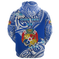Custom Mate Maa Tonga Rugby Zip Hoodie Polynesian Unique Vibes, Custom Text and Number Blue - Polynesian Pride