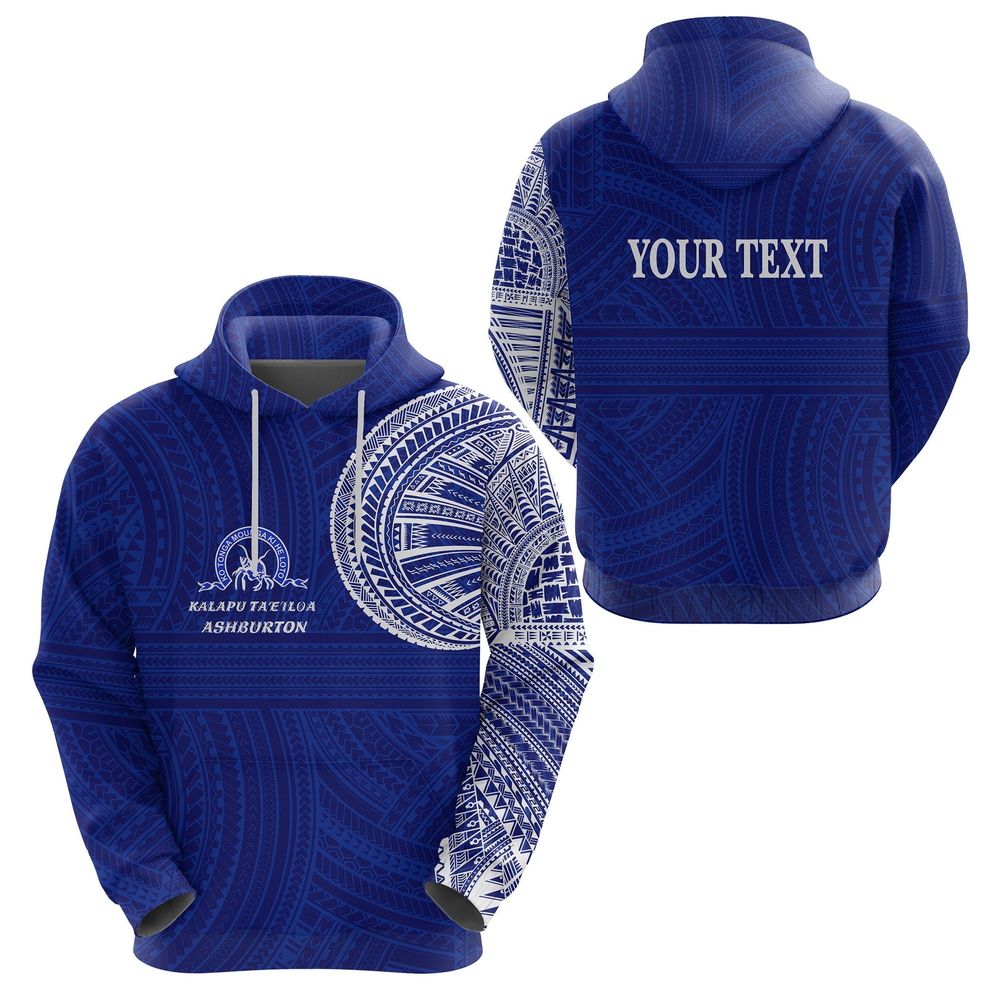 Custom Ko Tonga Hoodie Kalapu Taeiloa Ashburton Unisex Blue - Polynesian Pride