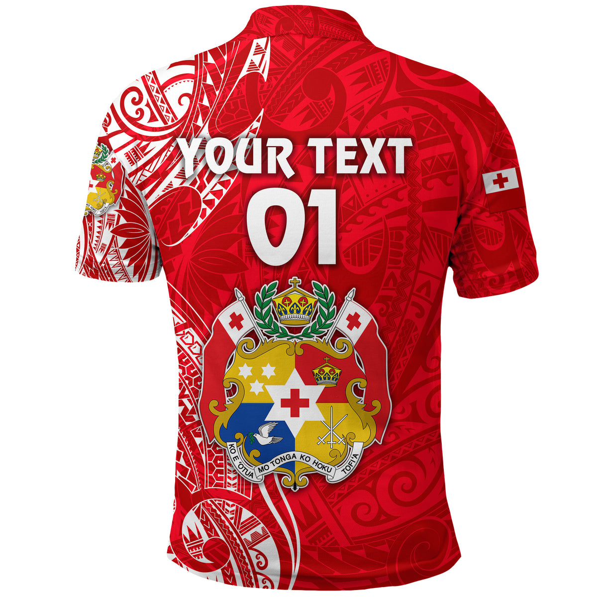 Custom Tonga Coat Of Arms Polo Shirt Simple Vibes Bright Red, Custom Text and Number LT8 - Polynesian Pride
