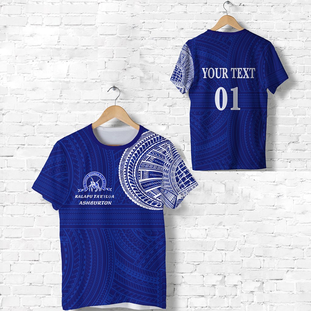 Custom Ko Tonga T Shirt Kalapu Taeiloa Ashburton, Custom Text and Number Unisex Blue - Polynesian Pride