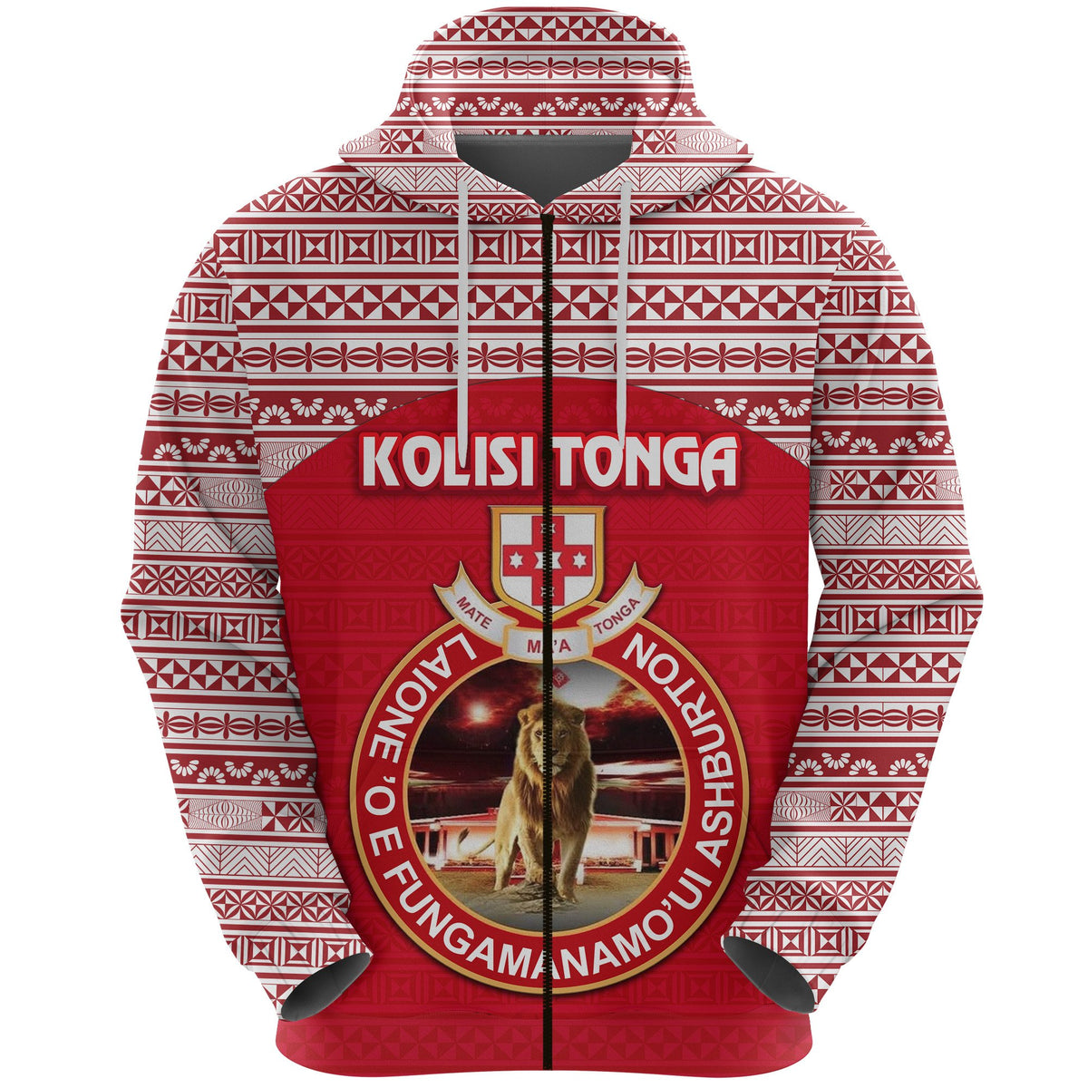 Kolisi Tonga Zip Hoodie Mate Maa Tonga Simple Version Lion Ashburton - Polynesian Pride