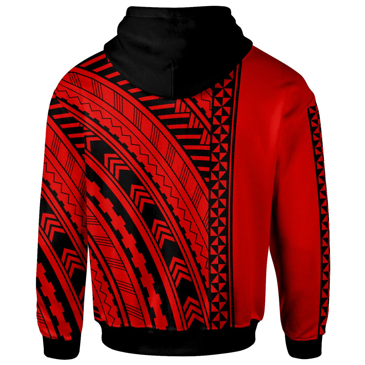 Tonga Hoodie Unique Barcode Black Red - Polynesian Pride
