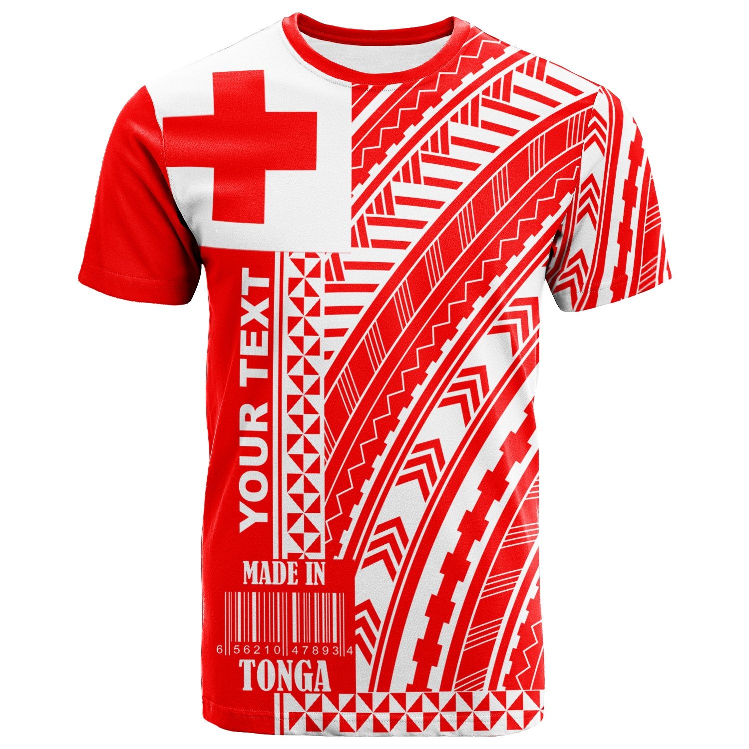 Tonga Custom T Shirt Barcode Unisex Red - Polynesian Pride