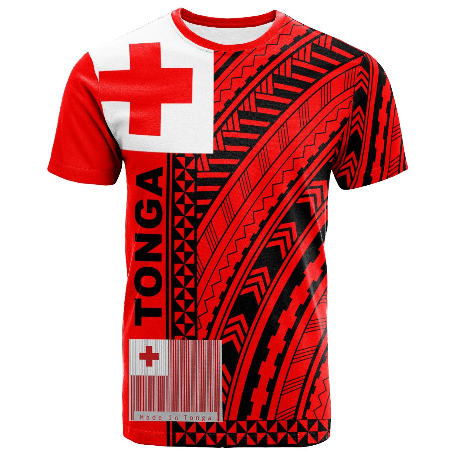 Tonga T Shirt Unique Barcode Unisex Red - Polynesian Pride
