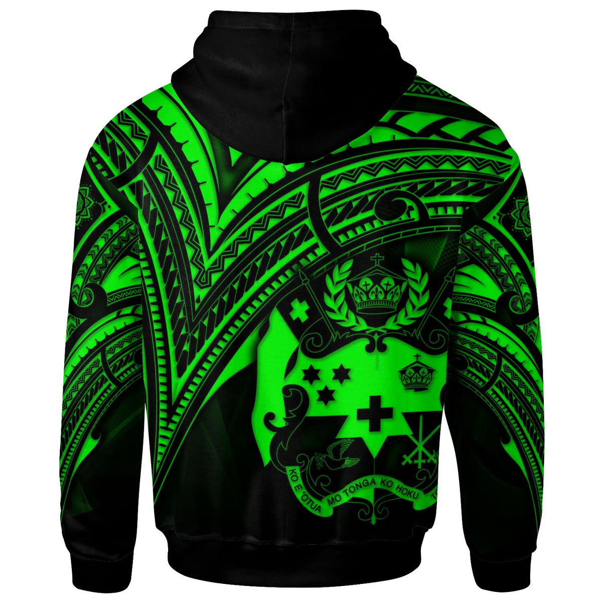 Tonga Zip Hoodie Green Color Cross Style - Polynesian Pride