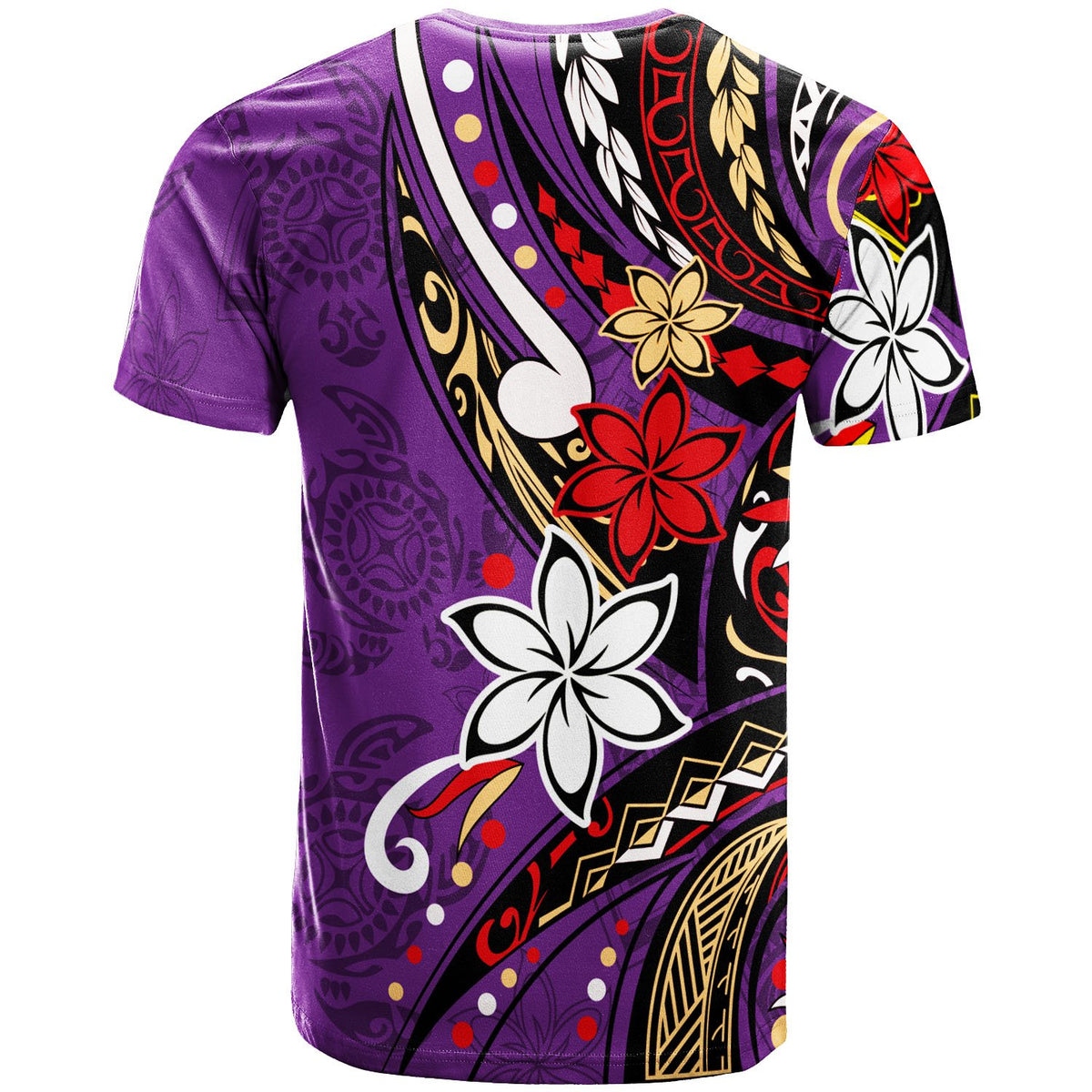 Cook Islands T Shirt Tribal Flower With Special Turtles Purple Color - Polynesian Pride