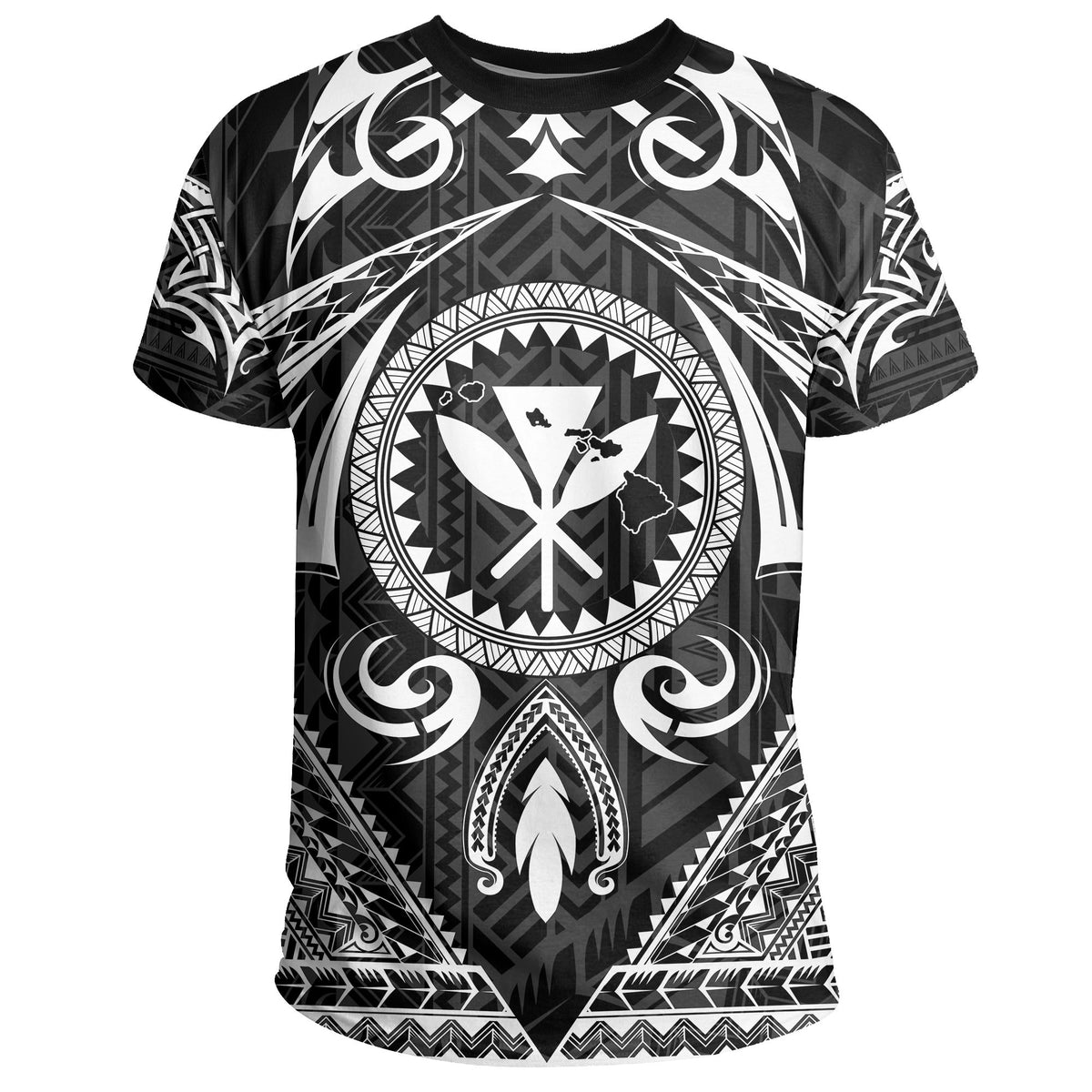 Hawaii Map Kanaka Turtle Polynesian T Shirt Circle Style - Polynesian Pride