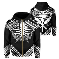 Hawaii Shark Polynesian Kanaka White Hoodie (Zip up) Candy Style Unisex Black - Polynesian Pride