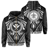 Polynesian Kakau Kanaka Turtle Map Hawaii Zip Hoodie Circle Style Unisex White - Polynesian Pride