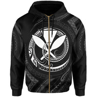 Polynesian Kanaka Shaka Map of Hawaii Zip Hoodie White - Polynesian Pride