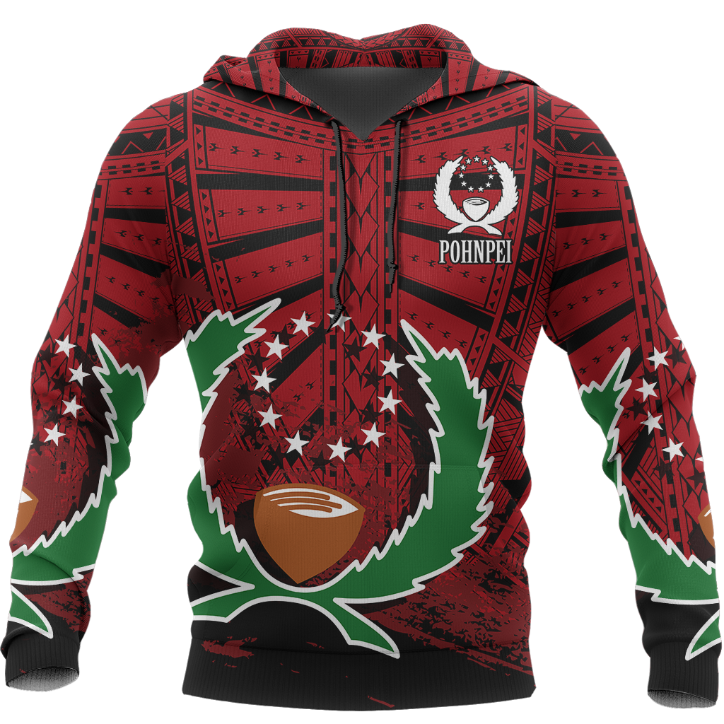 Pohnpei Special Hoodie Pohnpei Flag Polynesian Tattoo Red Version A02 Unisex Red - Polynesian Pride
