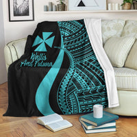 Wallis And Futuna Premium Blanket - Turquoise Polynesian Tentacle Tribal Pattern - Polynesian Pride