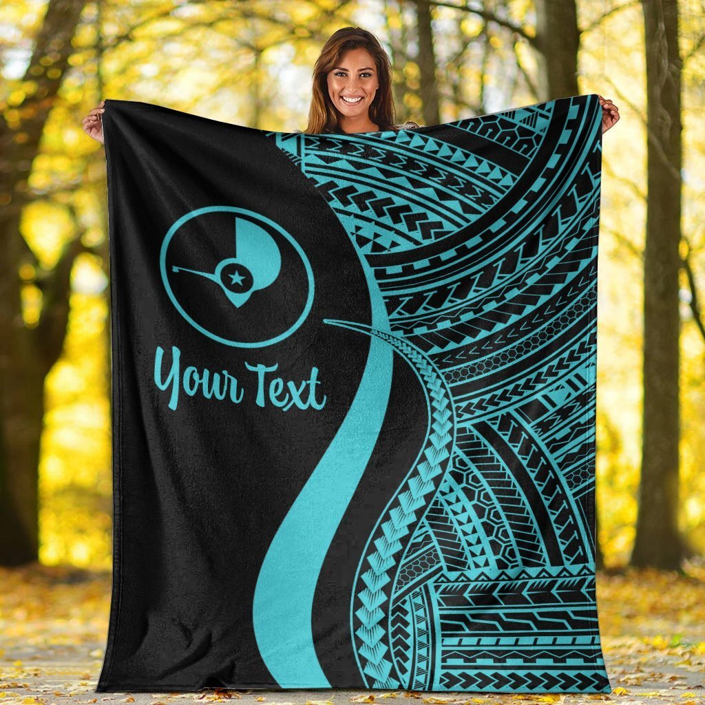 Yap Custom Personalised Premium Blanket - Turquoise Polynesian Tentacle Tribal Pattern - Polynesian Pride