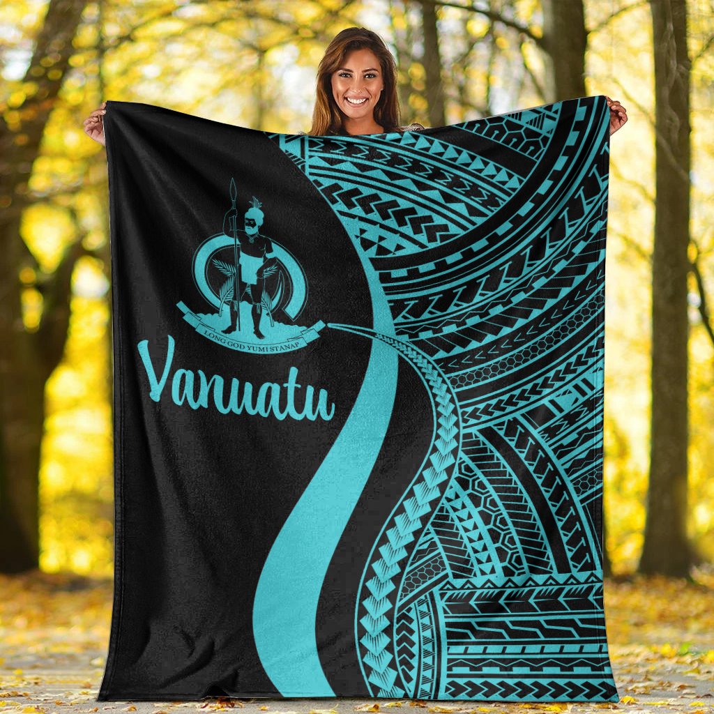 Vanuatu Premium Blanket - Turquoise Polynesian Tentacle Tribal Pattern - Polynesian Pride