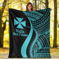 Wallis And Futuna Premium Blanket - Turquoise Polynesian Tentacle Tribal Pattern - Polynesian Pride