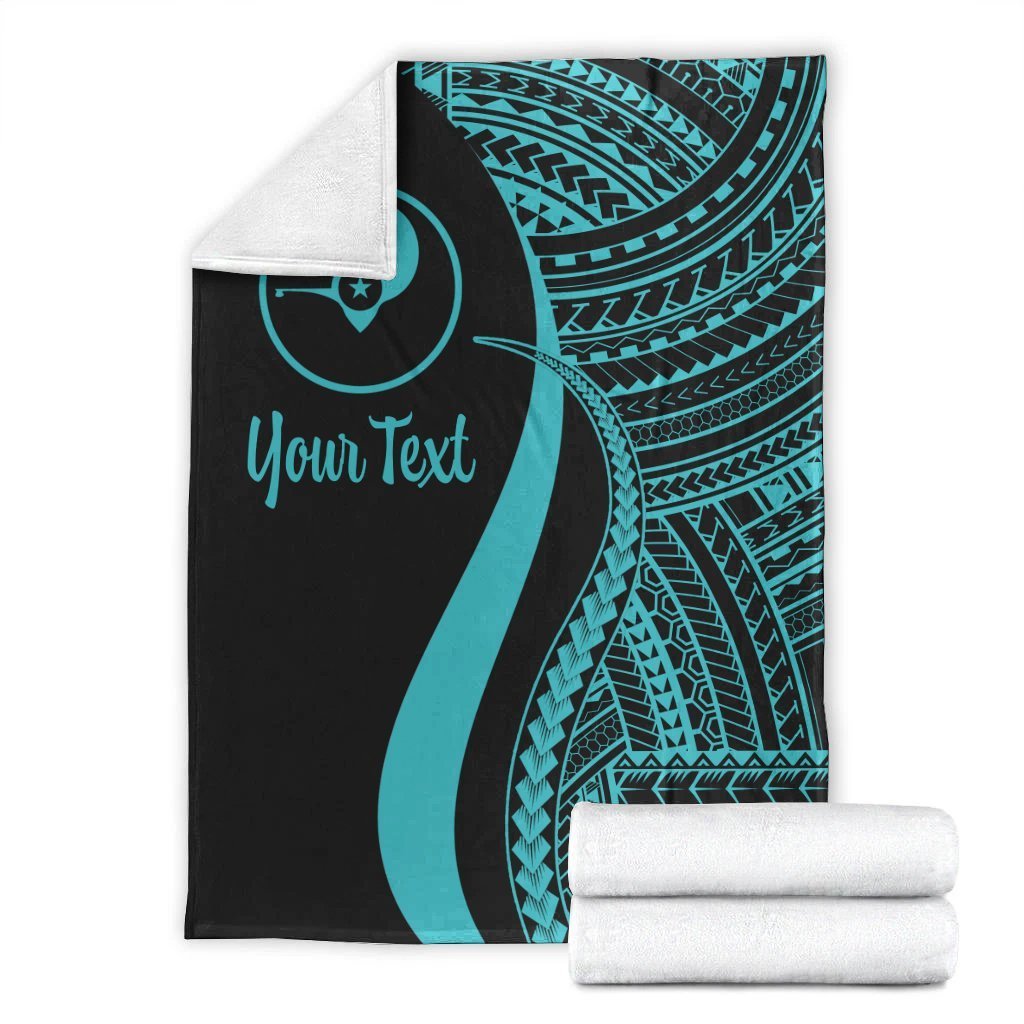 Yap Custom Personalised Premium Blanket - Turquoise Polynesian Tentacle Tribal Pattern - Polynesian Pride