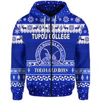 Custom Tupou College Toloa Old Boys Christmas Zip Hoodie Simple Style LT8 - Polynesian Pride