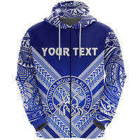 Custom Kolisi Ko Tupou College Tonga Zip Hoodie Creative Style Blue - Polynesian Pride