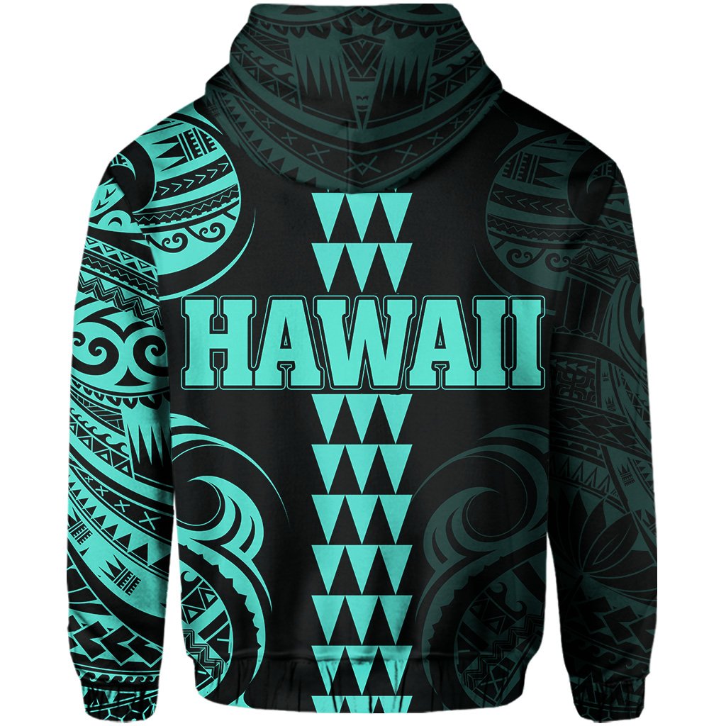 Kanaka Map Polynesian Kakau Hoodie Turquoise - Polynesian Pride