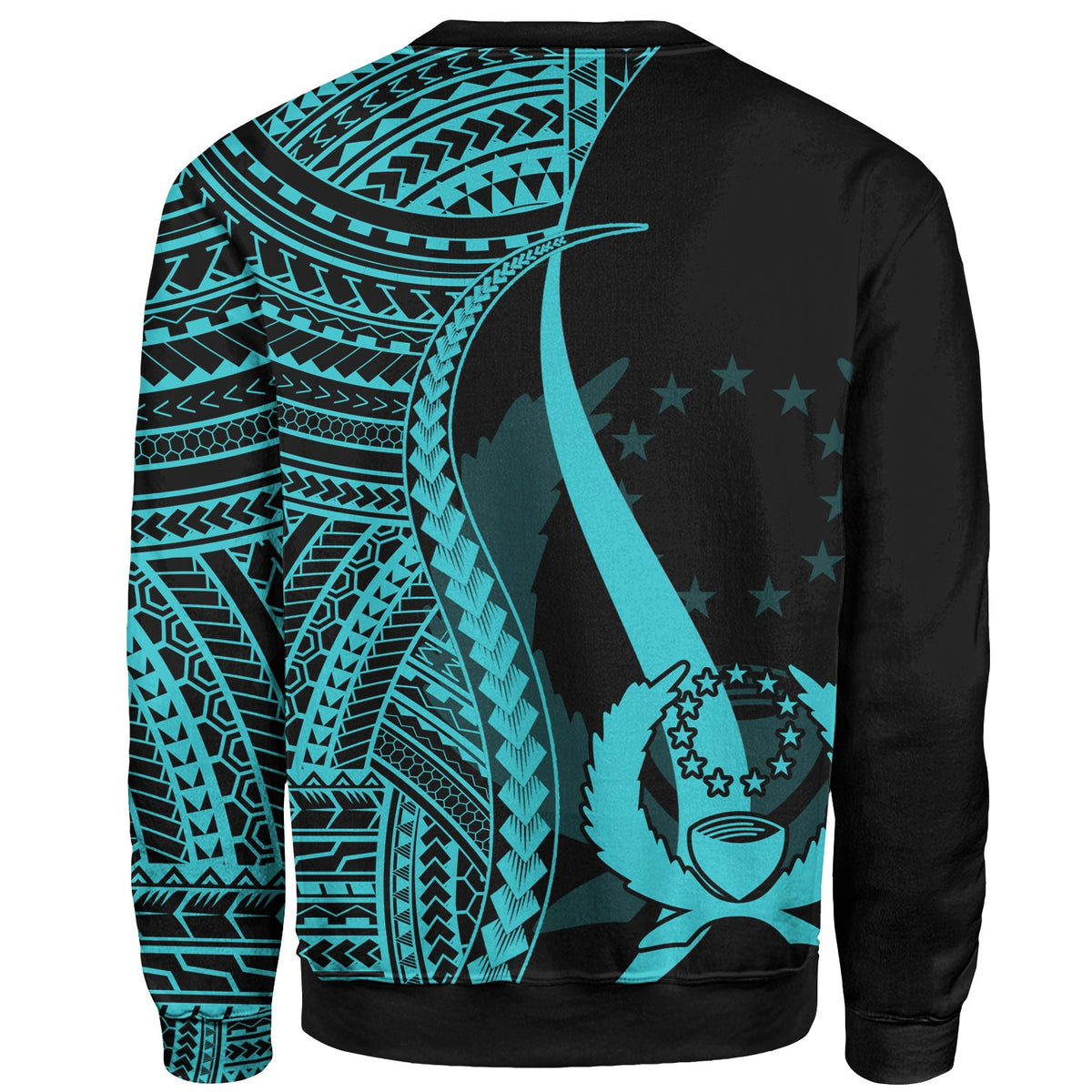 Pohnpei Sweatshirt - Turquoise Polynesian Tentacle Tribal Pattern - Polynesian Pride