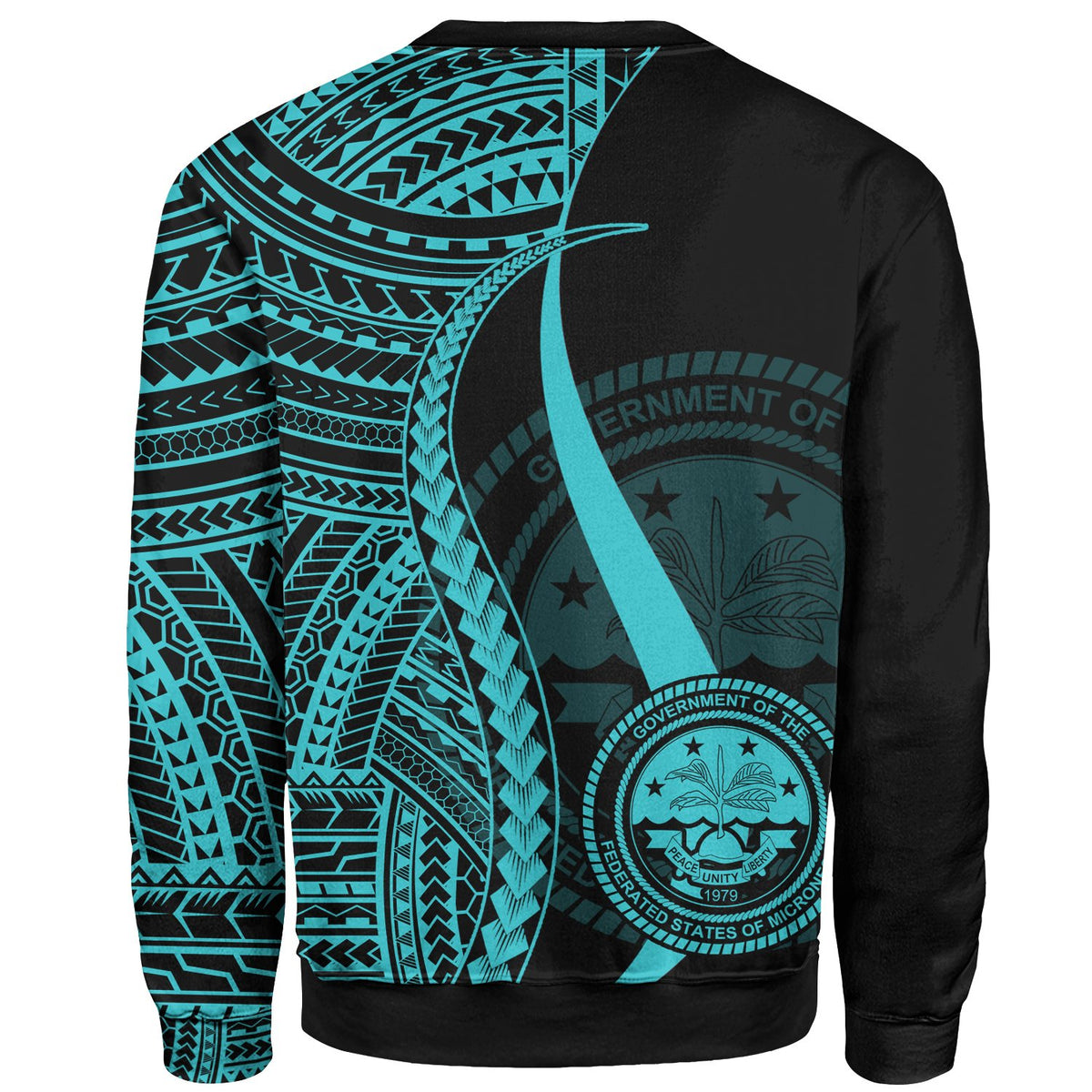 Federated States of Micronesia Sweatshirt - Turquoise Polynesian Tentacle Tribal Pattern - Polynesian Pride