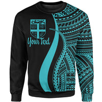 Fiji Custom Personalised Sweatshirt - Turquoise Polynesian Tentacle Tribal Pattern Unisex Turquoise - Polynesian Pride