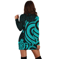 New Caledonia Women Hoodie Dress - Turquoise Tentacle Turtle - Polynesian Pride