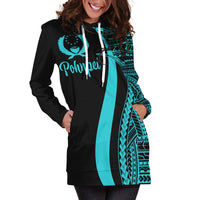 Pohnpei Women's Hoodie Dress - Turquoise Polynesian Tentacle Tribal Pattern - Polynesian Pride