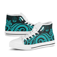 Marshall Islands High Top Shoes - Turquoise Tentacle Turtle Crest - Polynesian Pride