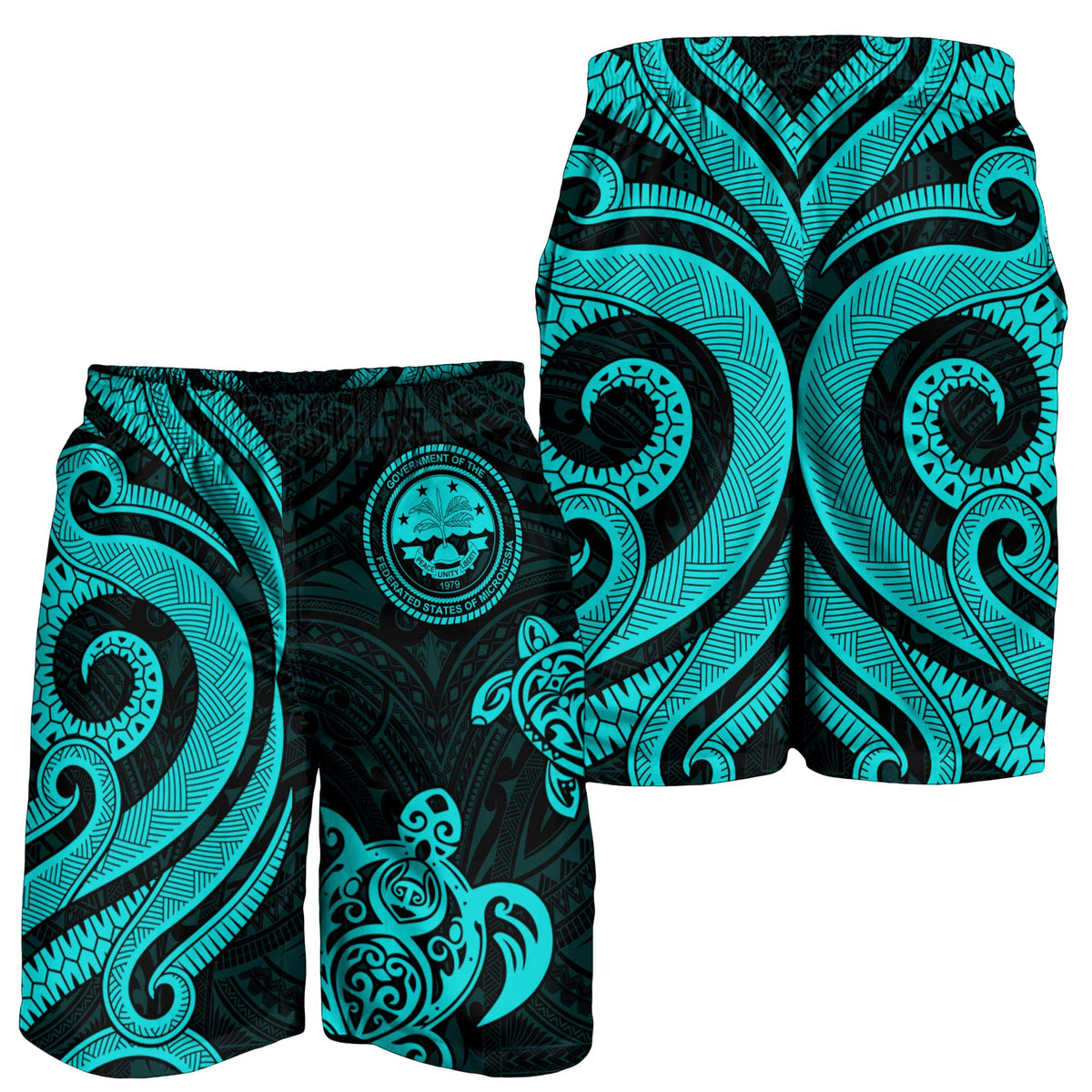 Federated States of Micronesia Men's Short - Turquoise Tentacle Turtle - Polynesian Pride