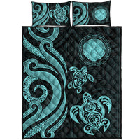Northern Mariana Islands Quilt Bed Set - Turquoise Tentacle Turtle - Polynesian Pride