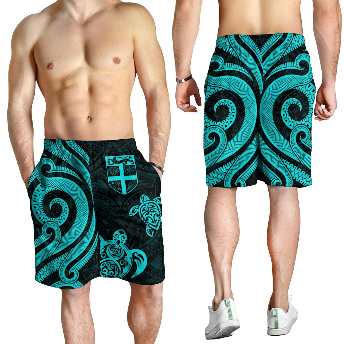 Fiji Men's Short - Turquoise Tentacle Turtle - Polynesian Pride