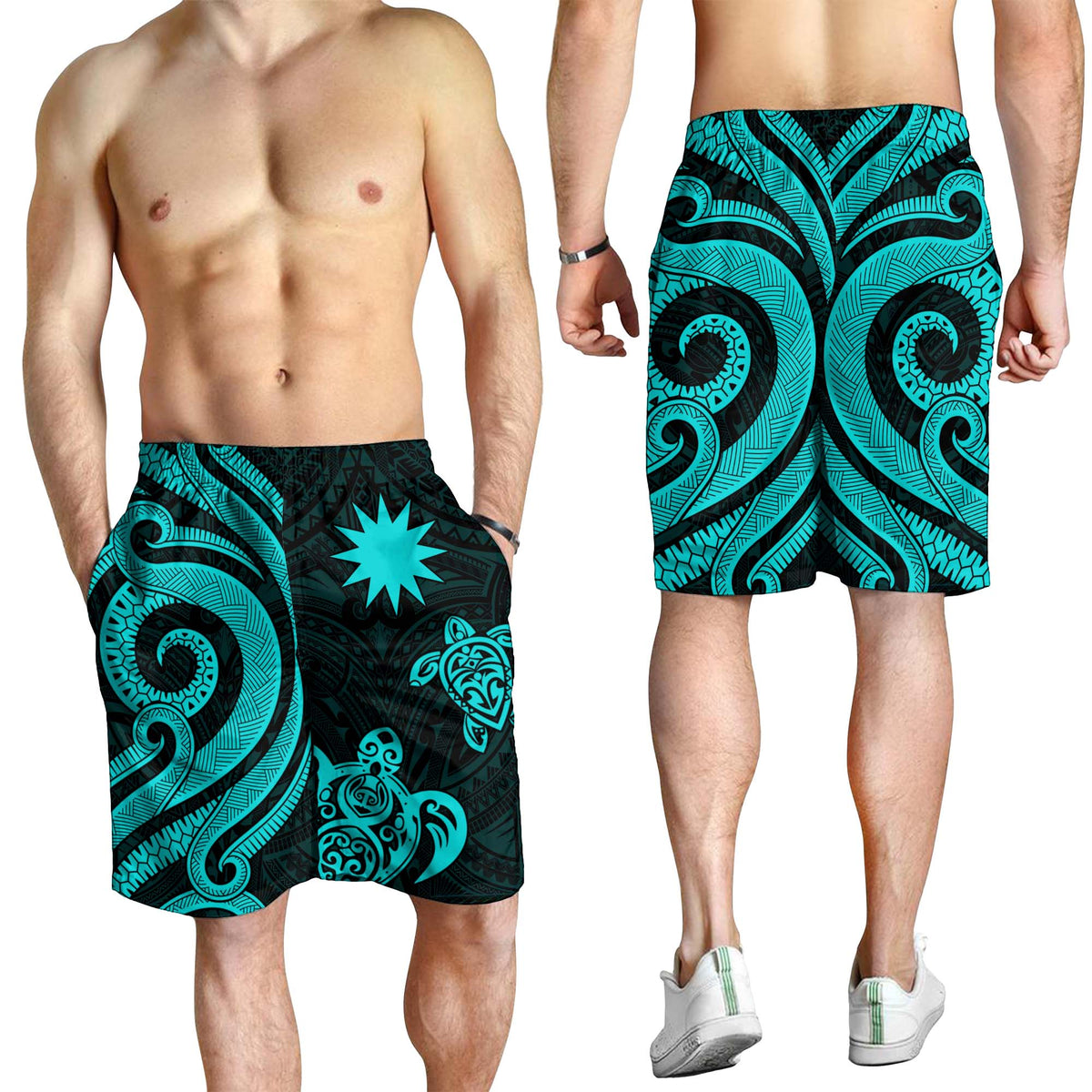 Nauru Men's Short - Turquoise Tentacle Turtle - Polynesian Pride