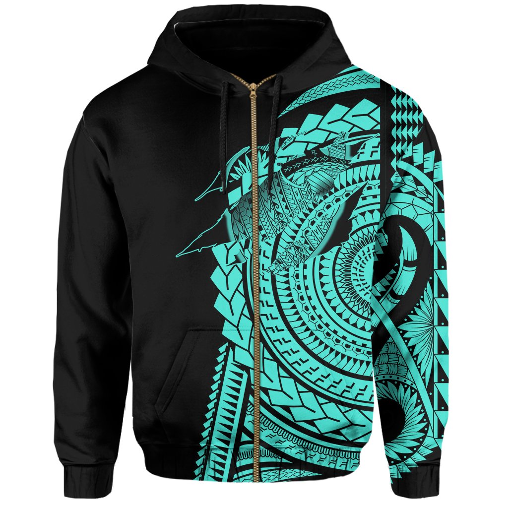 Hawaii Polynesian Zip Hoodie In My Heart Ryan Style Turquoise - Polynesian Pride