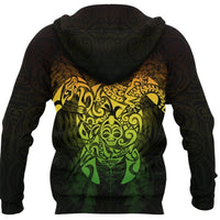 New Zealand Maori Hoodie, Wairua Tattoo Turtle Pullover Hoodie Rasta - Polynesian Pride