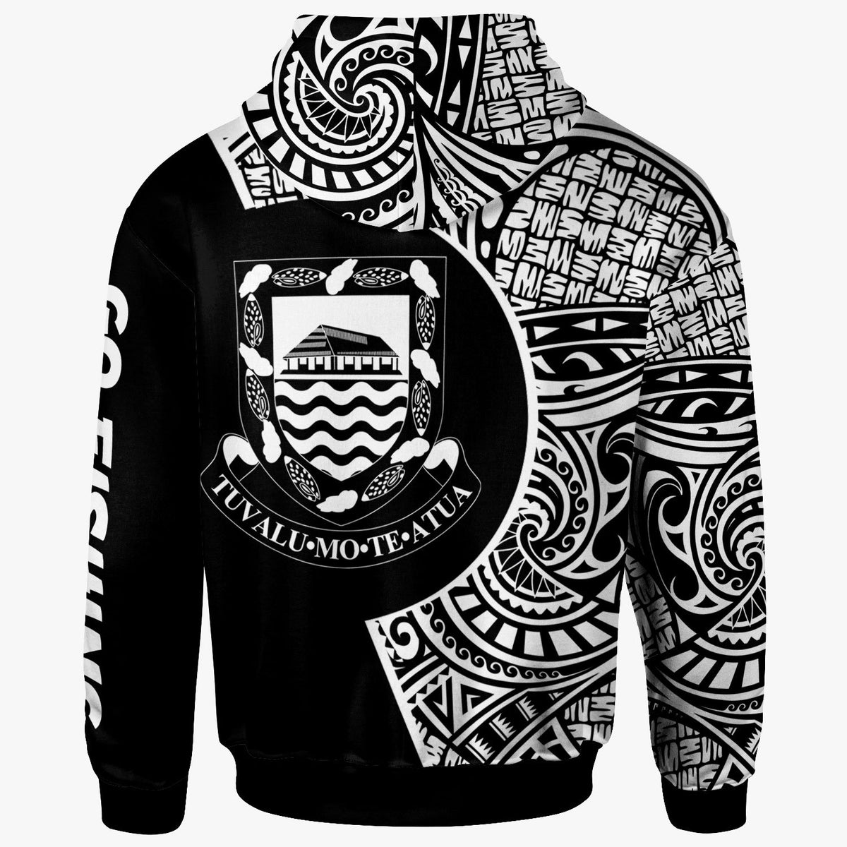 Tuvalu Hoodie Hook Tattoo Black Color - Polynesian Pride
