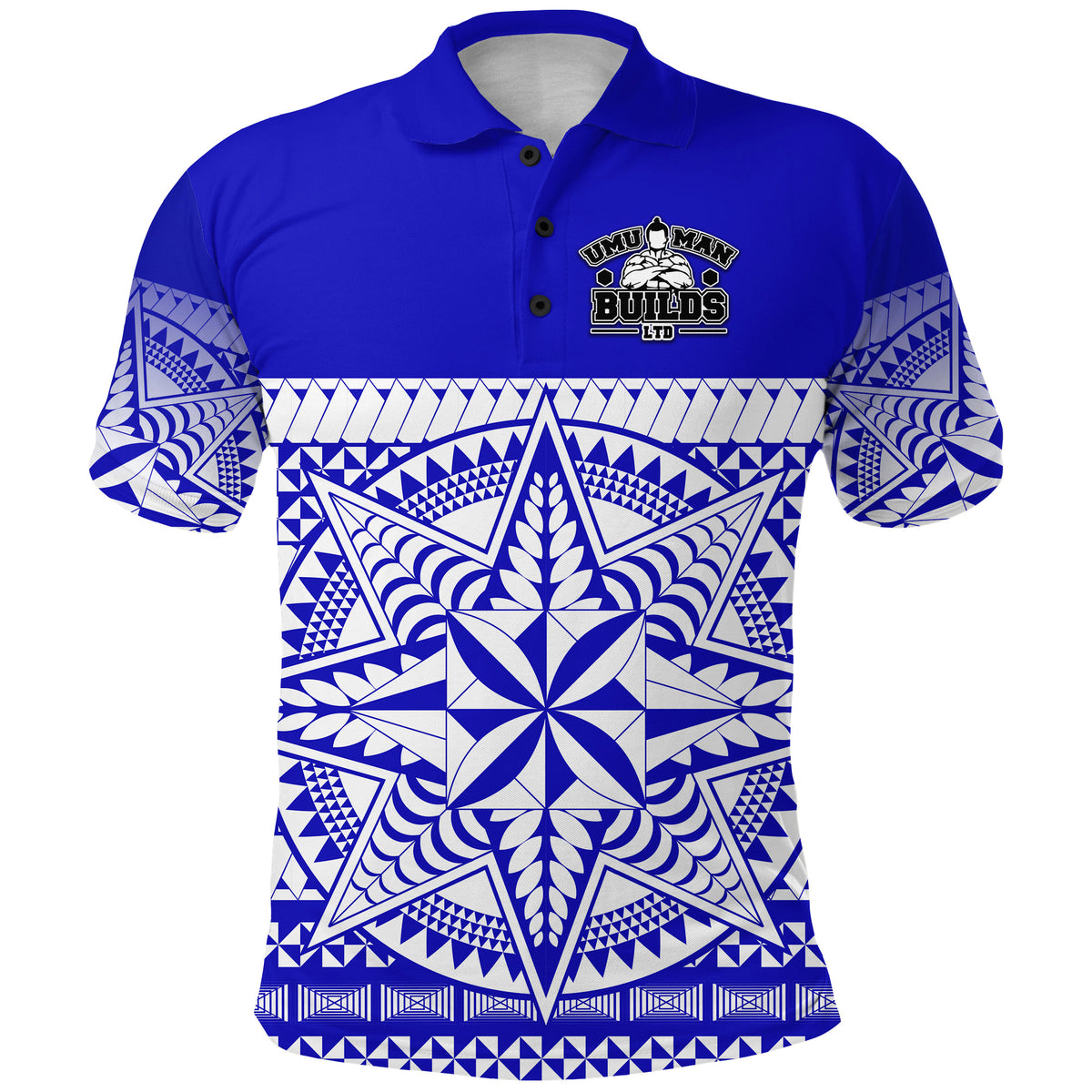 Tonga Umuman Builds Polo Shirt Special Version Blue LT8 - Polynesian Pride