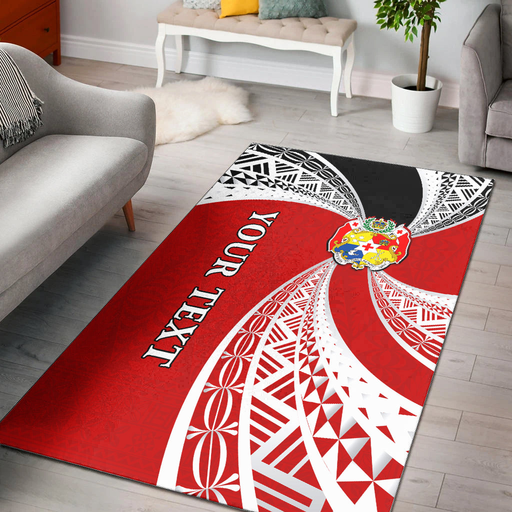 (Custom Personalised) Tonga Distinctive Area Rug Tongan Tapa Pattern LT13 Red - Polynesian Pride