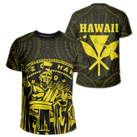Hawaii King Coat of Arms Kanaka Map Polynesian T Shirt Yellow Unisex Yellow - Polynesian Pride