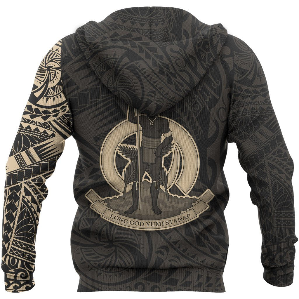 Vanuatu Hoodie Vanuatu Coat of Arms Polynesian Tattoo Style - Polynesian Pride
