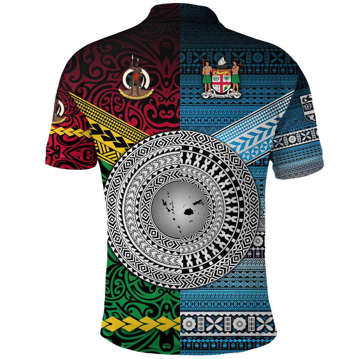 Custom Vanuatu Fiji Polo Shirt Together Blue LT8 - Polynesian Pride