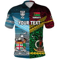 Custom Vanuatu Fiji Polo Shirt Together Blue LT8 - Polynesian Pride