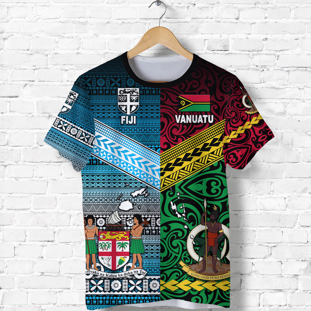 Vanuatu Fiji T Shirt Together Blue LT8 - Polynesian Pride