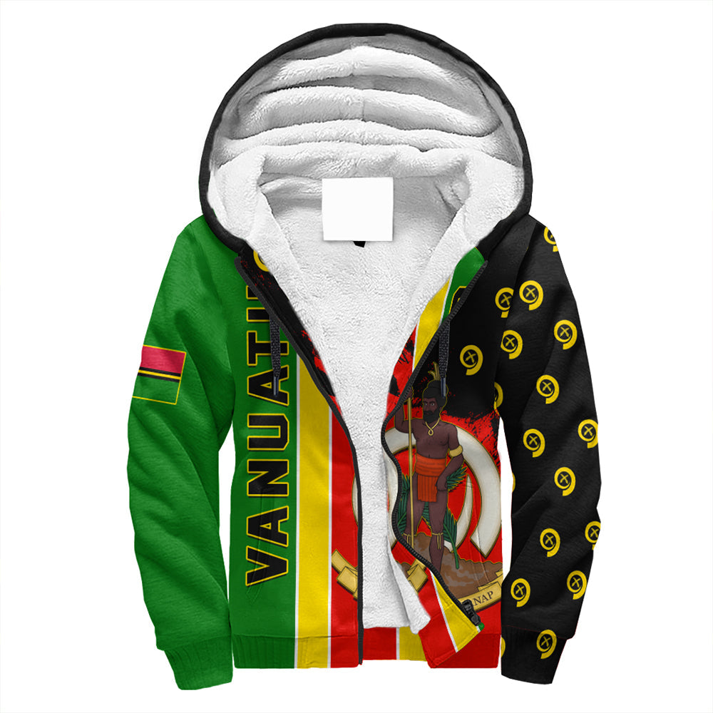 Vanuatu Flag Pattern Style Sherpa Hoodie LT10 Unisex Yellow - Polynesian Pride