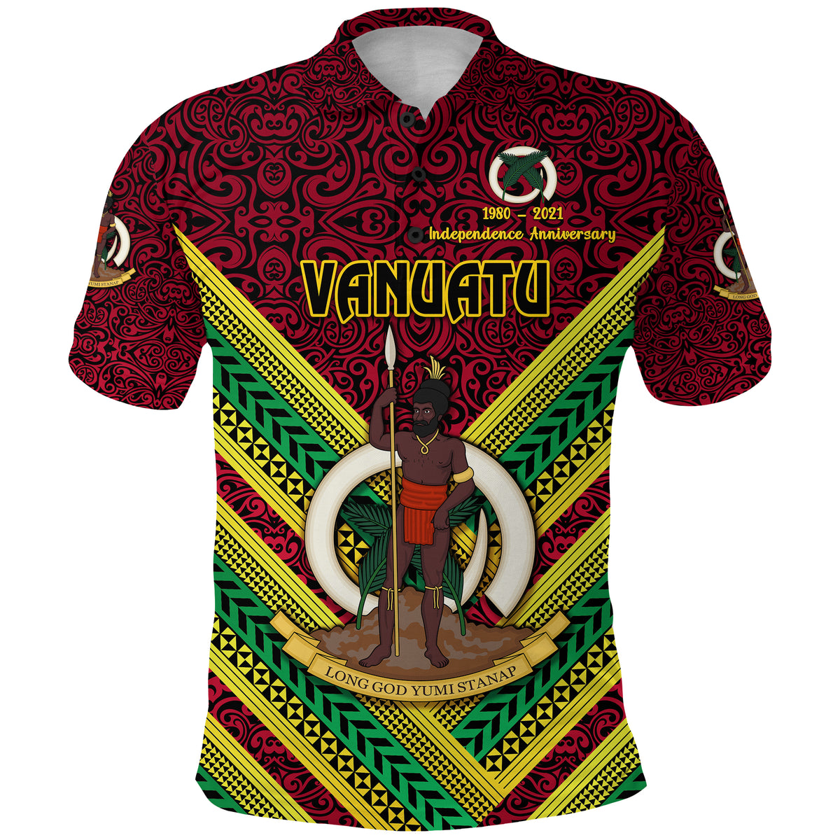 Custom Vanuatu Special Independence Anniversary Polo Shirt Creative Style Red, Custom Text and Number LT8 - Polynesian Pride
